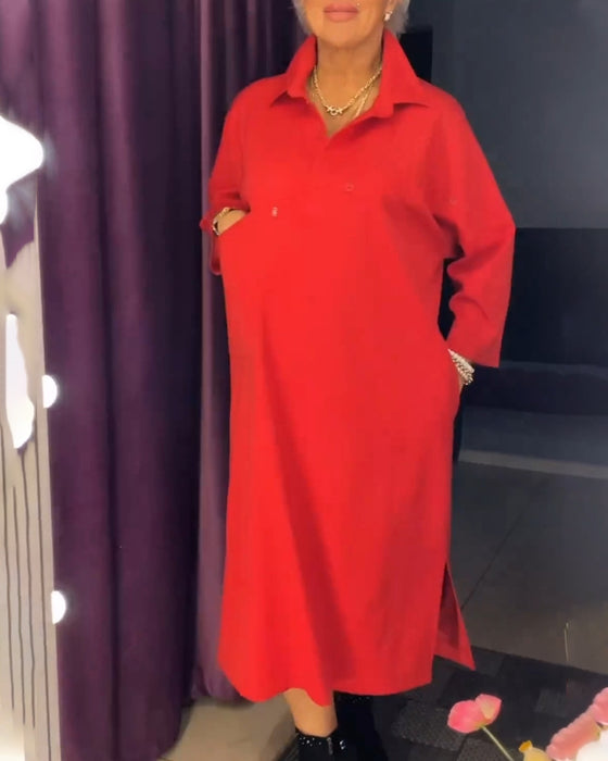 Kleid mit legerer Passform und Hemdkragen