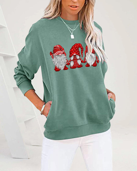 Langarm-sweatshirt mit drei weihnachtsmännern