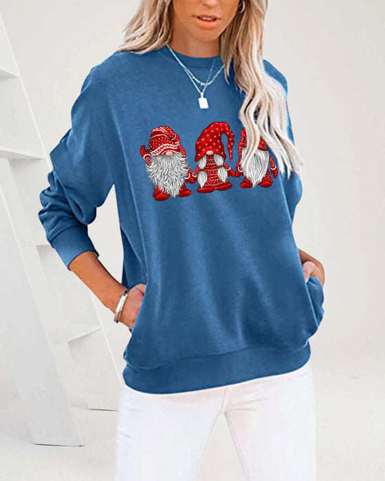Langarm-sweatshirt mit drei weihnachtsmännern