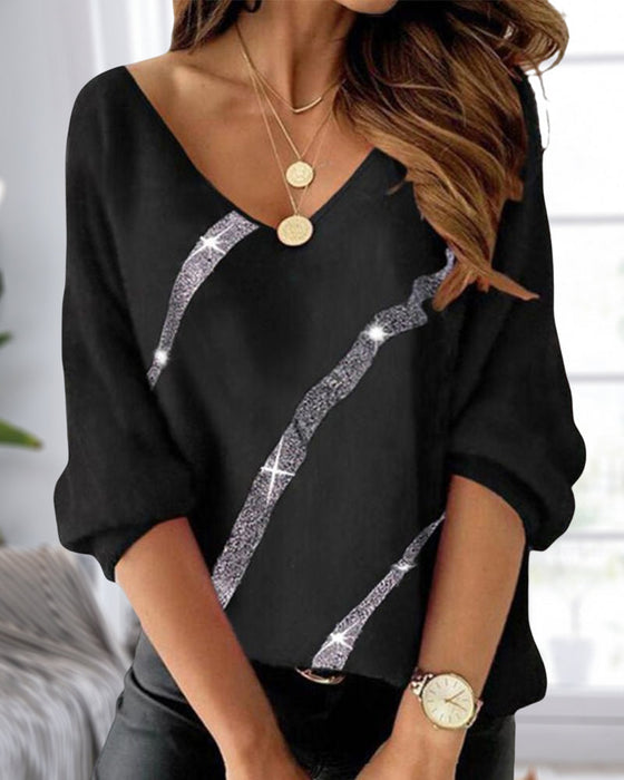 Langarmshirt mit Buchstaben- und Federdruck