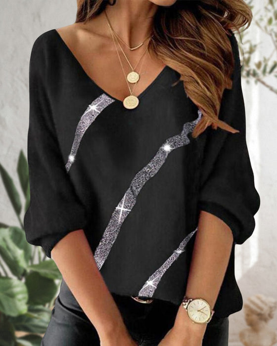 Langarmshirt mit Buchstaben- und Federdruck