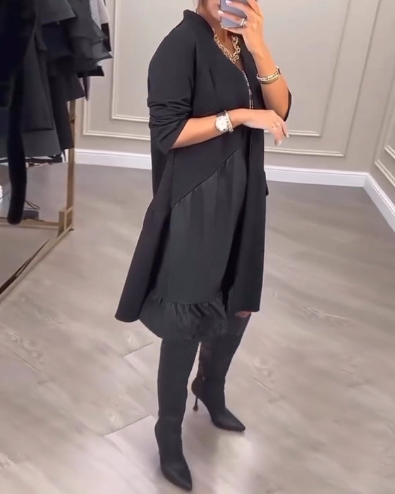 Kleid mit künstlerischem Flair und V-Ausschnitt