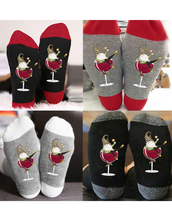 🧦Weihnachtswichtel Weinglas Unisex-Crew-Socken🧦