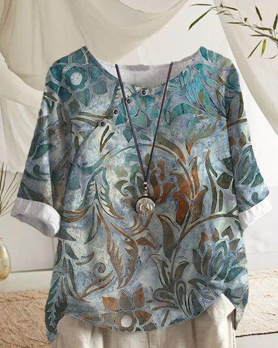 Blumen-t-shirt mit halben ärmeln