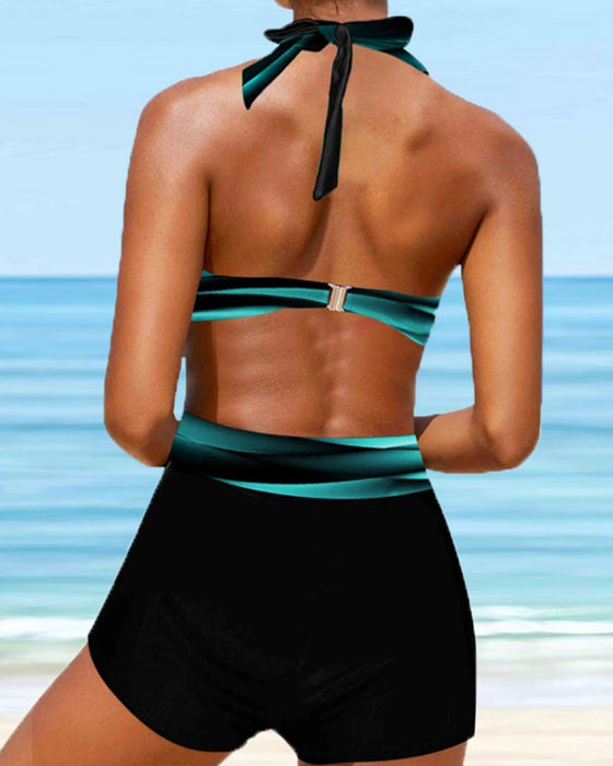 Neckholder-Cross-Bikini mit Trägern