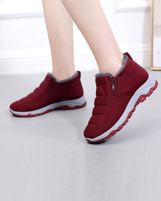 Schneeschuhe aus dickem Fleece in einfarbigen Farben
