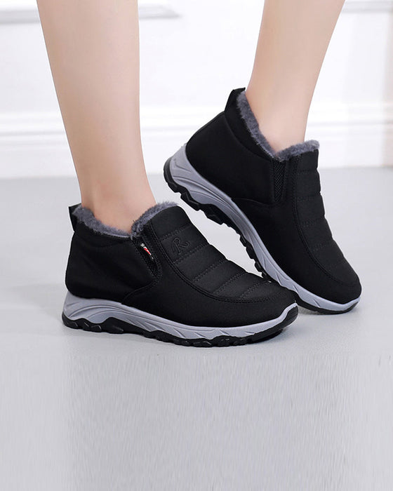 Schneeschuhe aus dickem Fleece in einfarbigen Farben