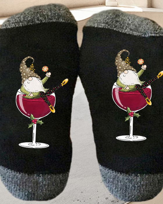 🧦Weihnachtswichtel Weinglas Unisex-Crew-Socken🧦