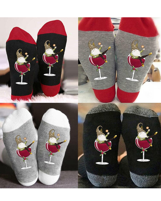 🧦Weihnachtswichtel Weinglas Unisex-Crew-Socken🧦