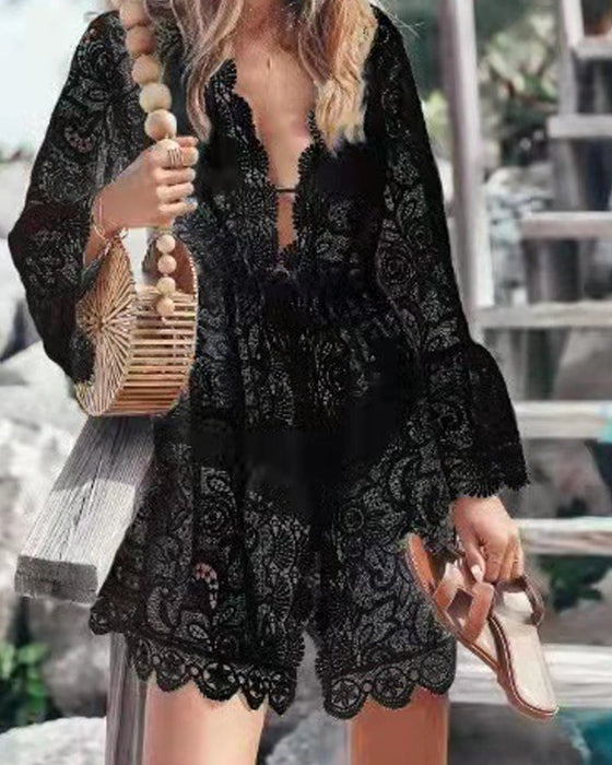 Sexy Spitzenkleid mit langen Ärmeln