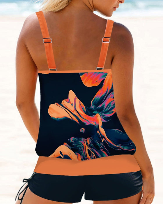 Stylischer bedruckter Tankini-Badeanzug