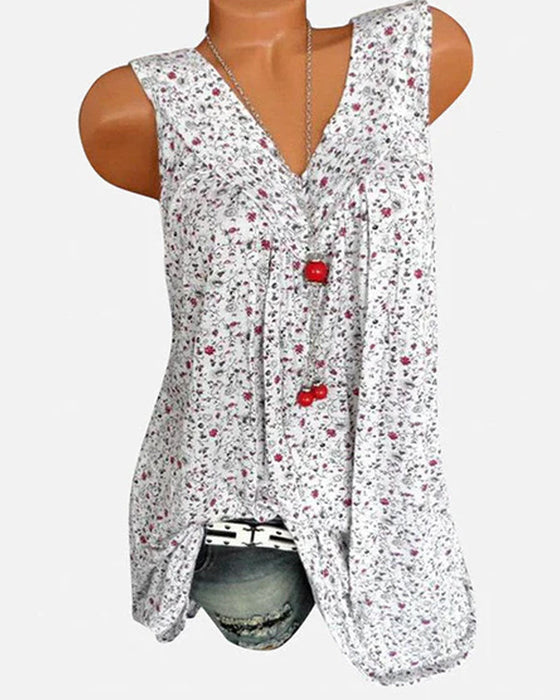 Ärmelloses Tanktop mit Blumendruck