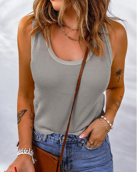 Einfarbiges Tanktop mit U-Ausschnitt