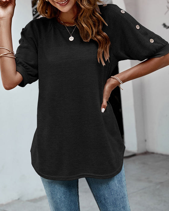 T-Shirt mit Knopfärmeln