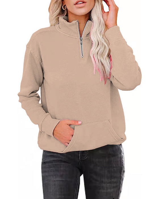 Einfarbiges Sweatshirt mit Stehkragen
