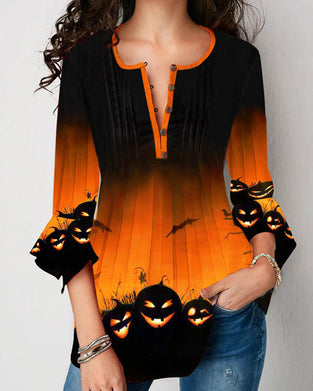 Oberteil mit unregelmäßigem Halloween-Print