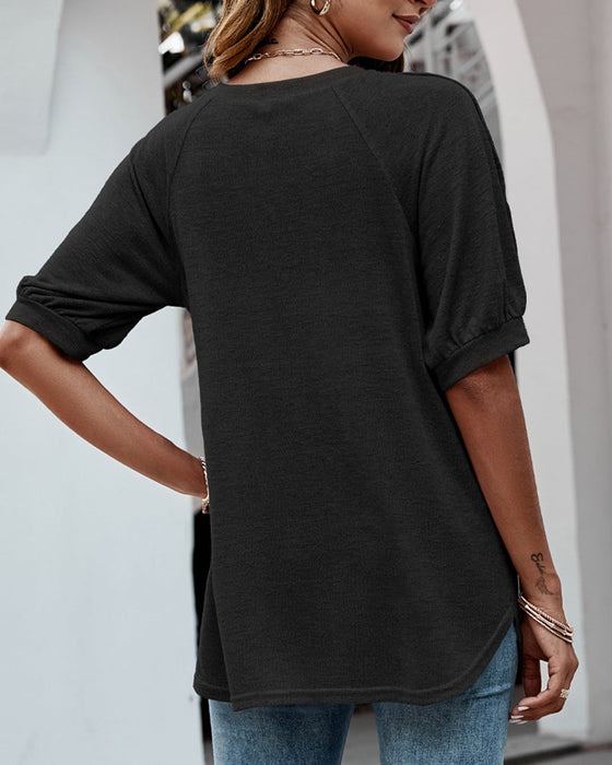 T-Shirt mit Knopfärmeln