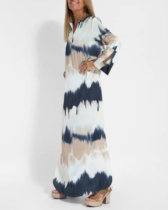 Langarmkleid mit V-Ausschnitt