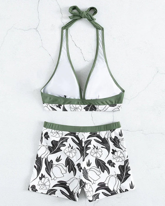 Neckholder-Bikini mit Blumendruck
