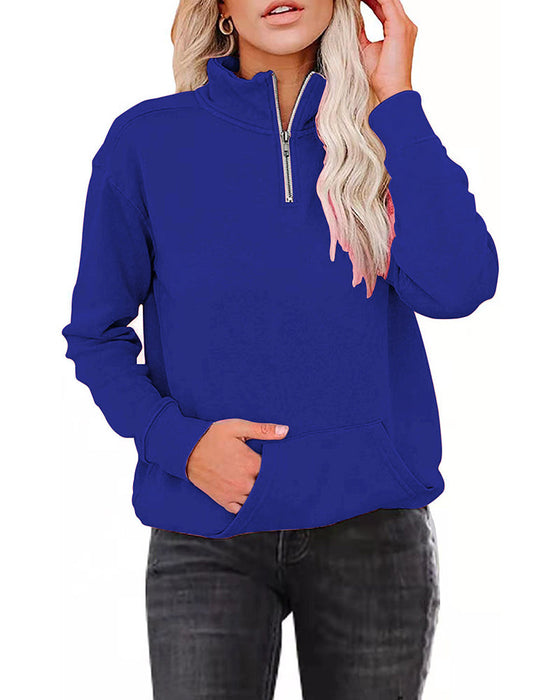 Einfarbiges Sweatshirt mit Stehkragen