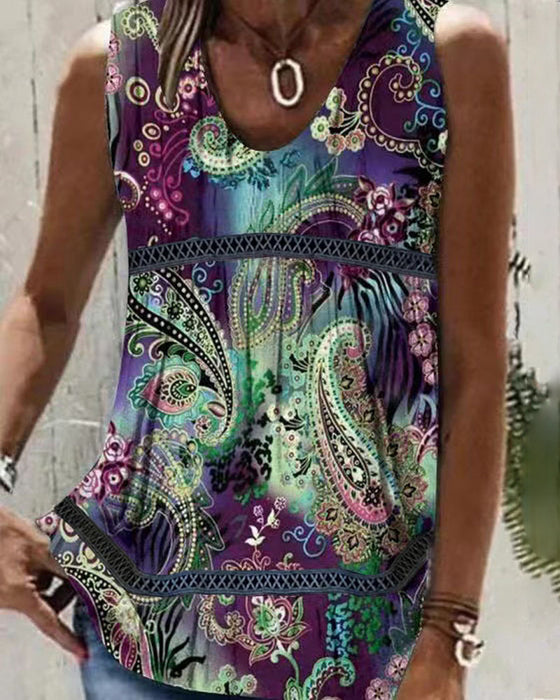 Tanktop mit Blumen- und Paisley-Print