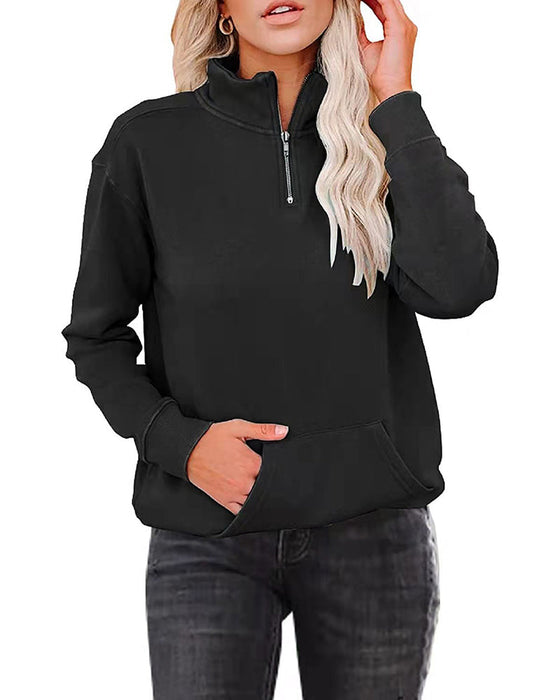 Einfarbiges Sweatshirt mit Stehkragen
