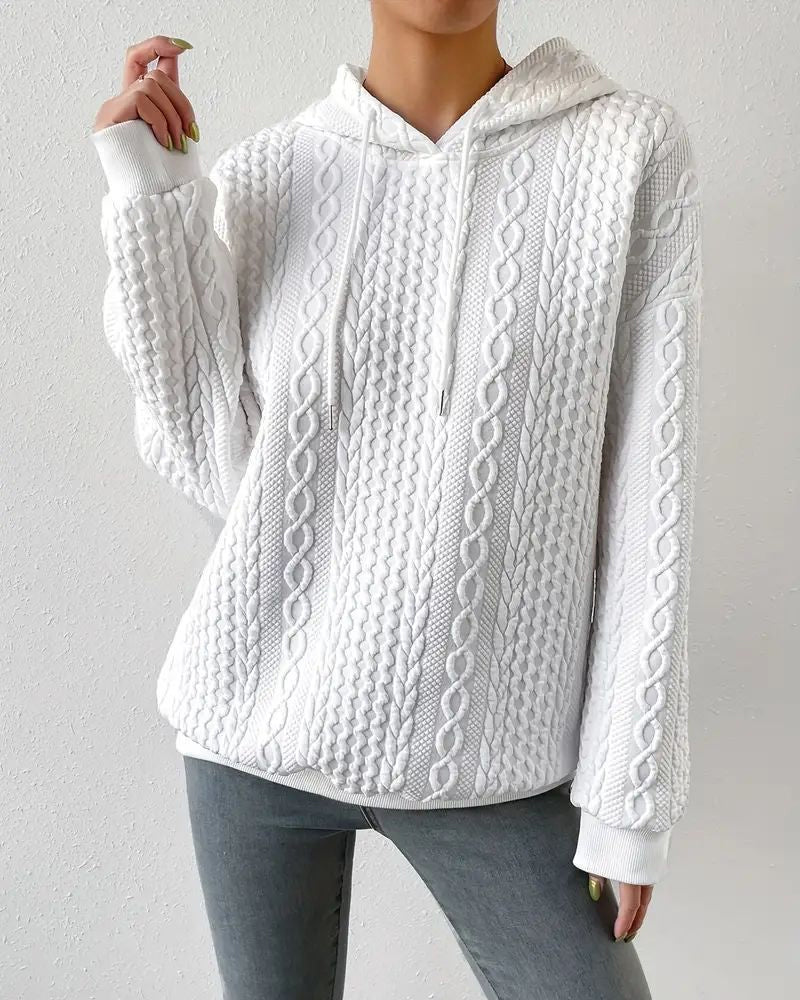 Lässiger Kapuzenpullover mit einfarbiger Farbe