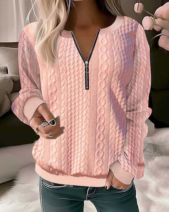 Einfarbiges Sweatshirt mit Reißverschluss