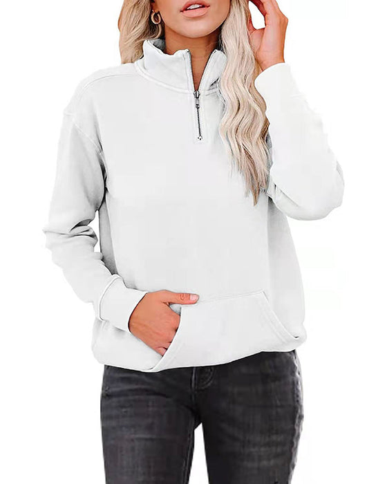 Einfarbiges Sweatshirt mit Stehkragen