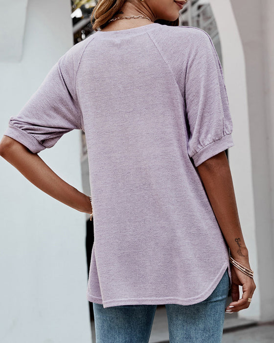 T-Shirt mit Knopfärmeln
