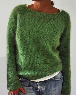 Einfarbiger Pullover mit Rundhalsausschnitt und langen Ärmeln