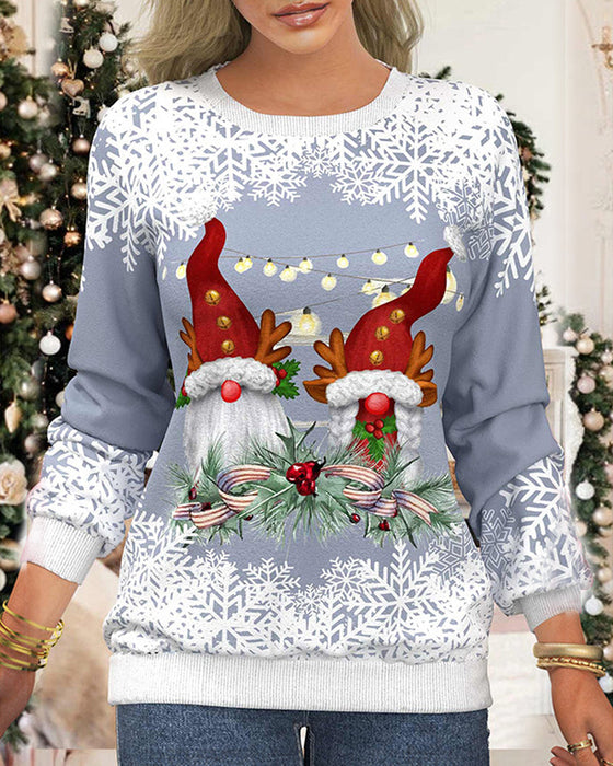 Bedrucktes sweatshirt mit raglanärmeln im weihnachtsmotiv