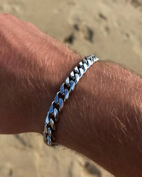 Sechs seiten poliertes titanarmband