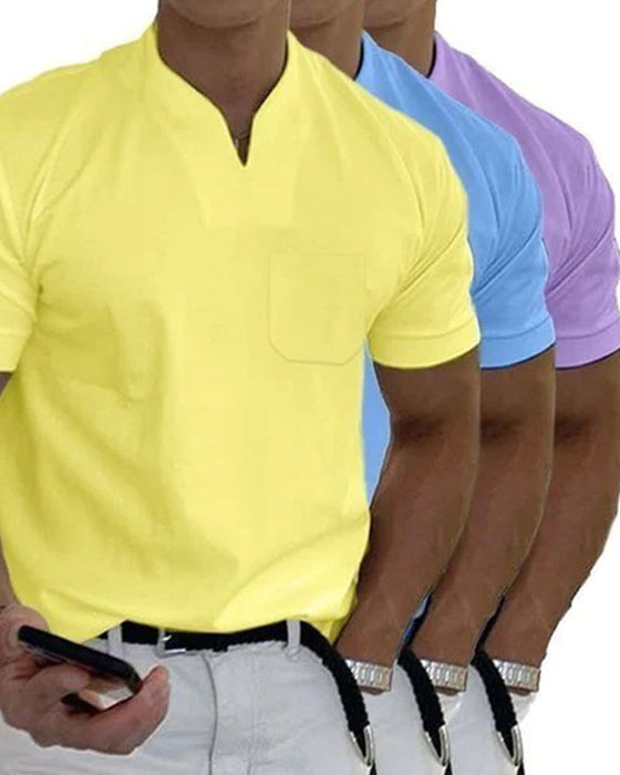 Kurzärmliges sportliches T-Shirt mit V-Ausschnitt