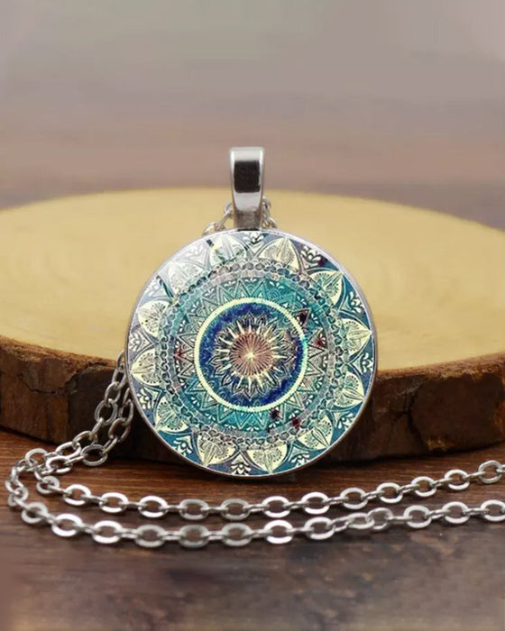 Mandala-blumenzeit-edelstein-halsketten-set