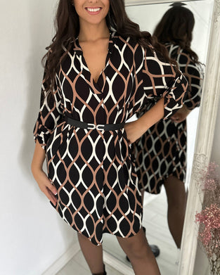 Kleid mit Retro-Rhombus-Print