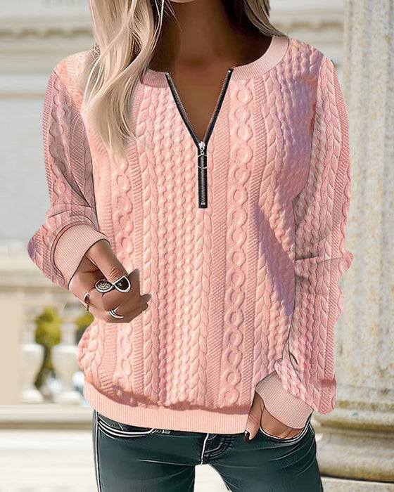 Einfarbiges Sweatshirt mit Reißverschluss