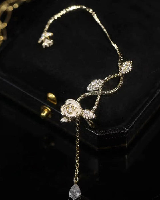1 stücke strass floral blatt muster quaste ohr kletterer