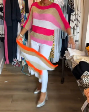 Pullover mit Farbblock-Rundhalsausschnitt