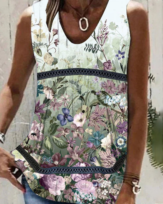 Tanktop mit Blumen- und Paisley-Print