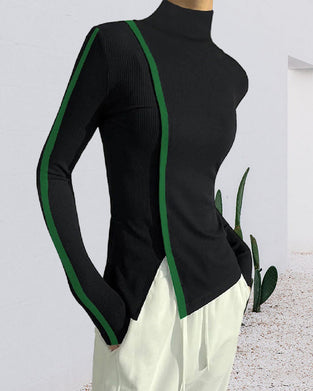 Pullover mit Rollkragen und Patchwork