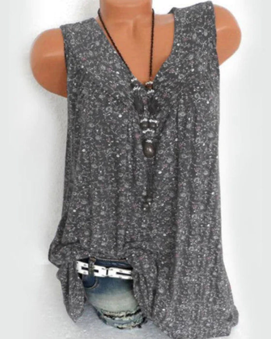 Ärmelloses Tanktop mit Blumendruck