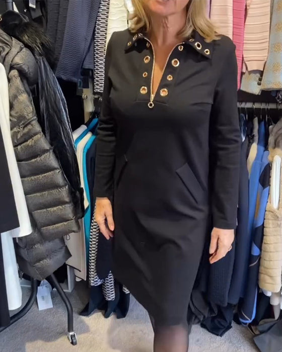 Kleid mit Reißverschluss und Revers