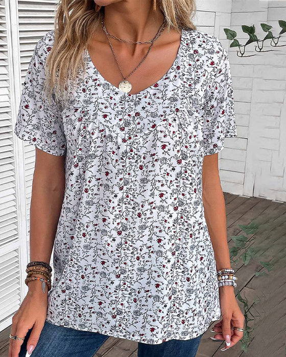 Rüschenbluse mit Blumendruck