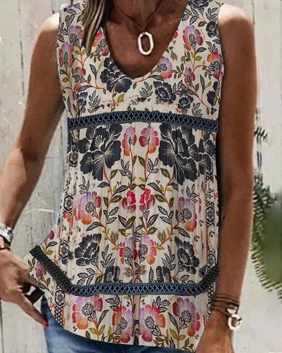 Tanktop mit Blumen- und Paisley-Print