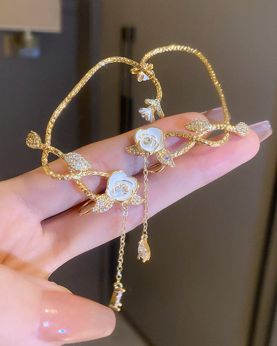 1 stücke strass floral blatt muster quaste ohr kletterer