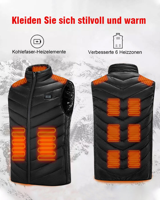 Thermostatische Weste mit Stehkragen und elektrischer Heizung