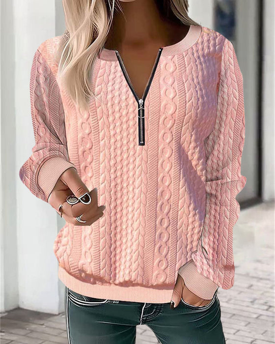 Einfarbiges Sweatshirt mit Reißverschluss