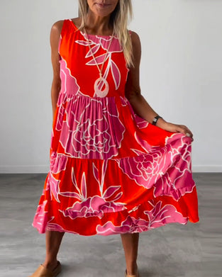 Damenkleid mit Patchwork-Print