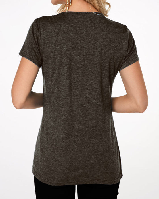 Kurzärmliges Top mit Button-down-Rundhalsausschnitt